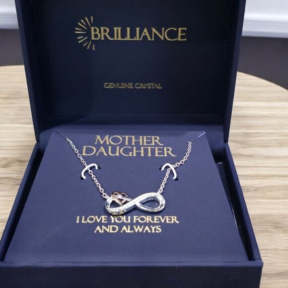 Brilliance Two‑Tone Infinity Heart Necklace – Swarovski Crystals 18" Chain - Picture 7 of 7
